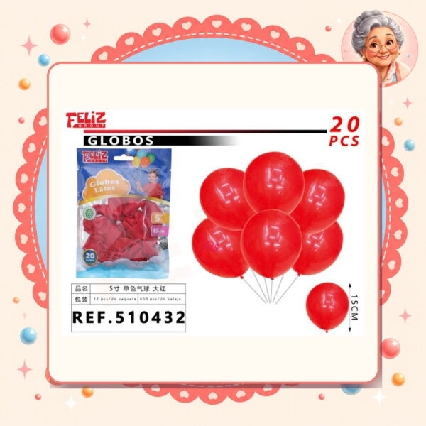 Globos Rojo Fuerte Feliz Ref. 510432
