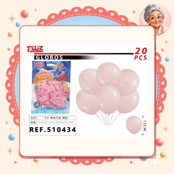 la-icha-04140 Globos Rosado Pastel Feliz Ref. 510434