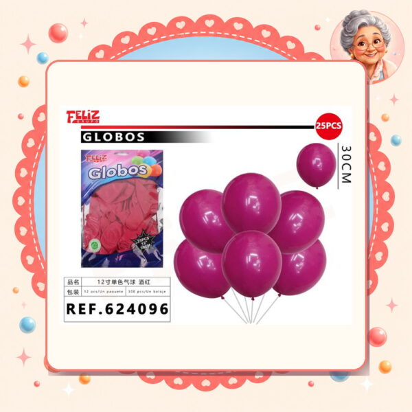 la-icha-04184 Globos Burdeos Feliz Ref. 624096