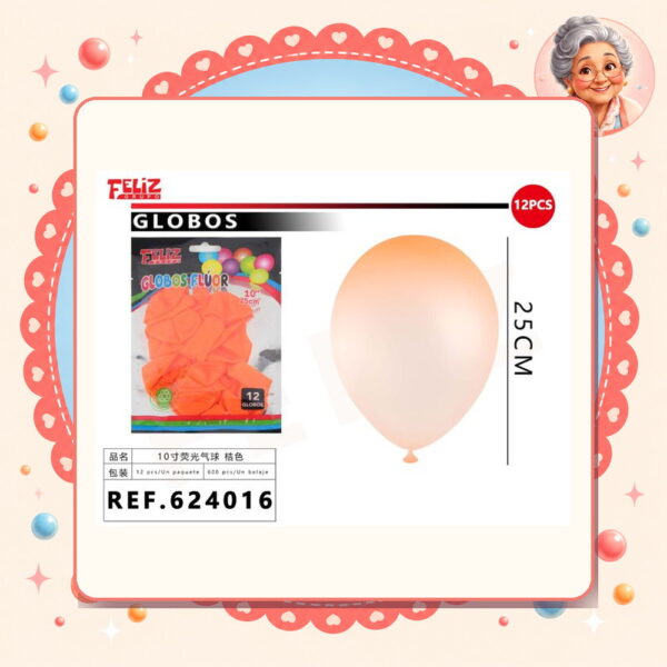 Globos Fluor Naranjo Feliz Ref. 624016