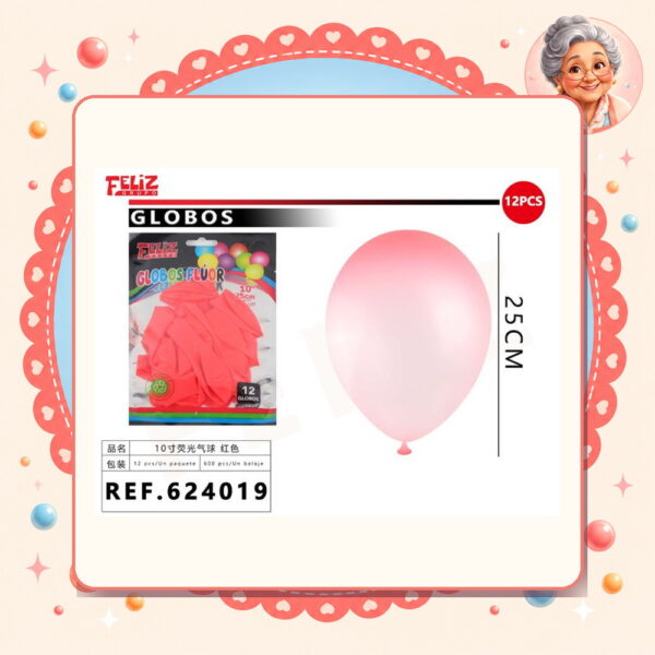 Globos Fluor Rojo Feliz Ref. 624019