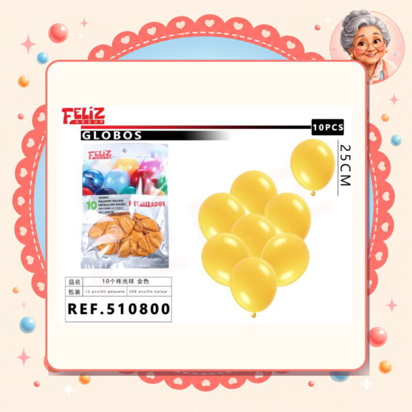 Globos Perlado Dorado Feliz Ref. 510800