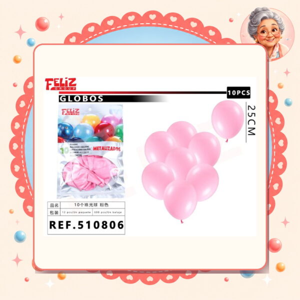 Globos Perlado Rosado Feliz Ref. 510806