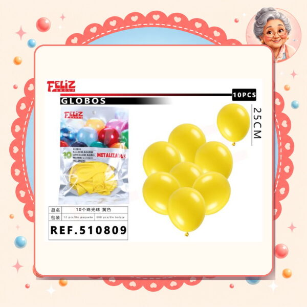 la-icha-04252 Globos Perlado Amarillo Feliz Ref. 510809