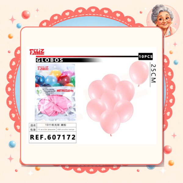 Globos Perlado Rosado Tierno Feliz Ref. 607172