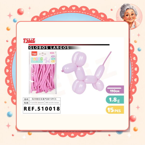la-icha-04296 Largos Macarron Fucsia Feliz Ref. 510018