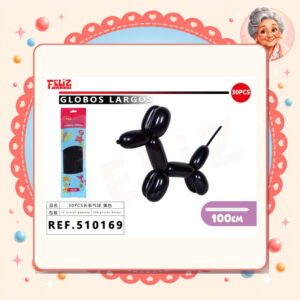 la-icha-04299 Globos Largos Negro Feliz Ref. 510169