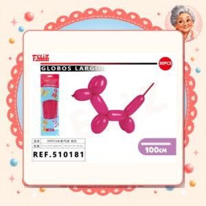 la-icha-04309 Globos Largos Fucsia Feliz Ref. 510181