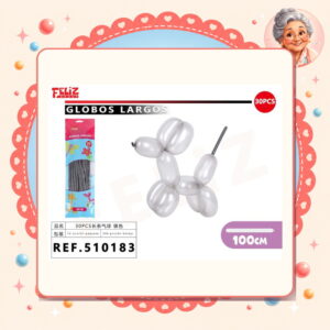 la-icha-04311 Globos Largos Plateado Feliz Ref. 510183