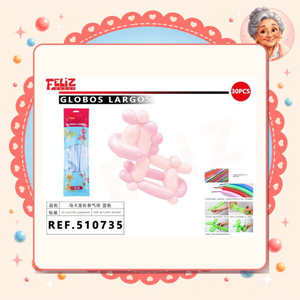 la-icha-04317 Globos Largo Pastel Celeste Feliz Ref. 510735