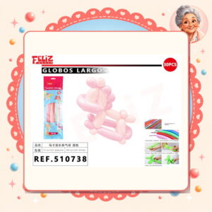 la-icha-04320 Globos Largo Pastel Colores Surtido Feliz Ref. 510738