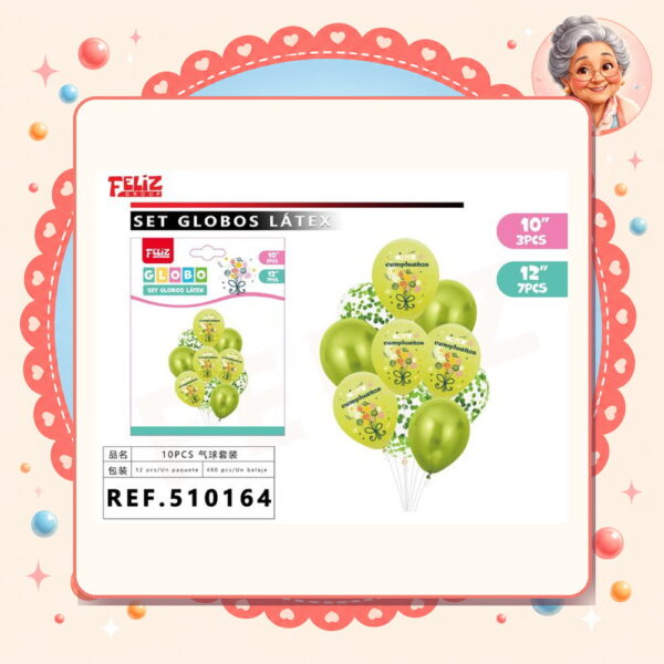 Globos Latex Verde Feliz Ref. 510164