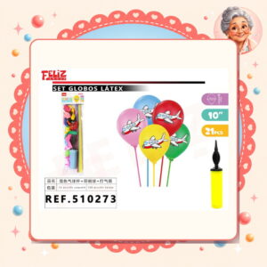 la-icha-04355 Globos/avion+soportes+inflador Feliz Ref. 510273