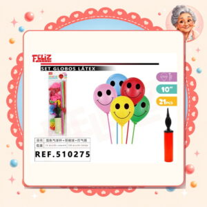 la-icha-04356 Globos/emoji+soportes+inflador Feliz Ref. 510275