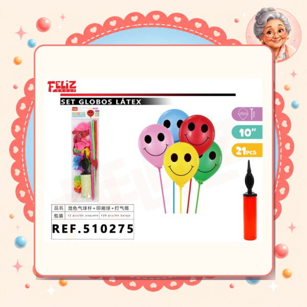 Globos/emoji+soportes+inflador Feliz Ref. 510275