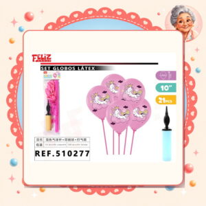 la-icha-04357 Globos/unicornio+soportes+inflador Feliz Ref. 510277