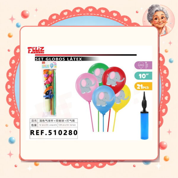 Globos/elefante+soportes+inflador Feliz Ref. 510280