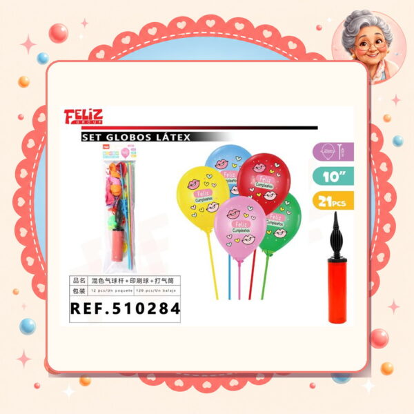 Globos/cumpleano+soportes+inflador Feliz Ref. 510284