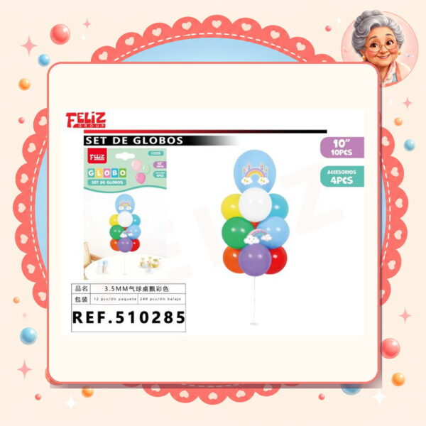 Soporte+globos Multicolor Feliz Ref. 510285