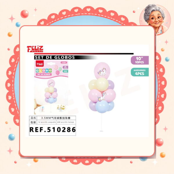 Soporte+globos Unicornio Feliz Ref. 510286