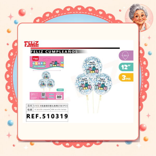 la-icha-04376 Regalos con Lentejuelas 3pcs Feliz Ref. 510319