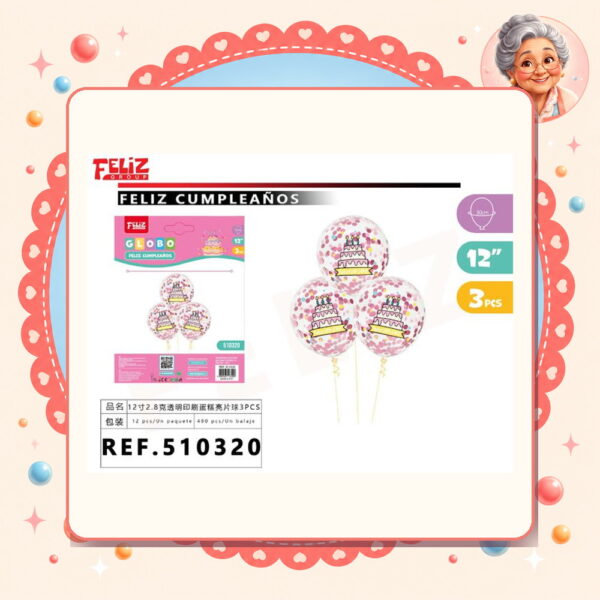 Pastel con Lentejuelas 3pcs Feliz Ref. 510320