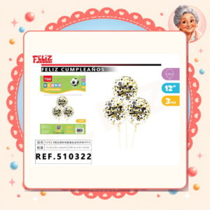 la-icha-04379 Cumpleanos con Lentejuelas Dorado 3pcs Feliz Ref. 510322