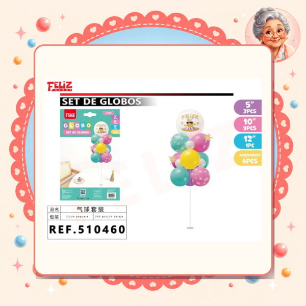 la-icha-04385 De Globos con Soporte Feliz Ref. 510460