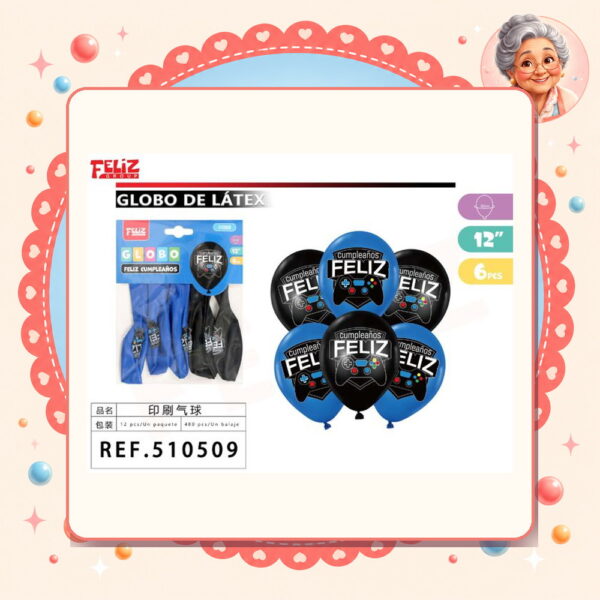 la-icha-04404 Globos F.cumpleanos Consola de Juego Feliz Ref. 510509