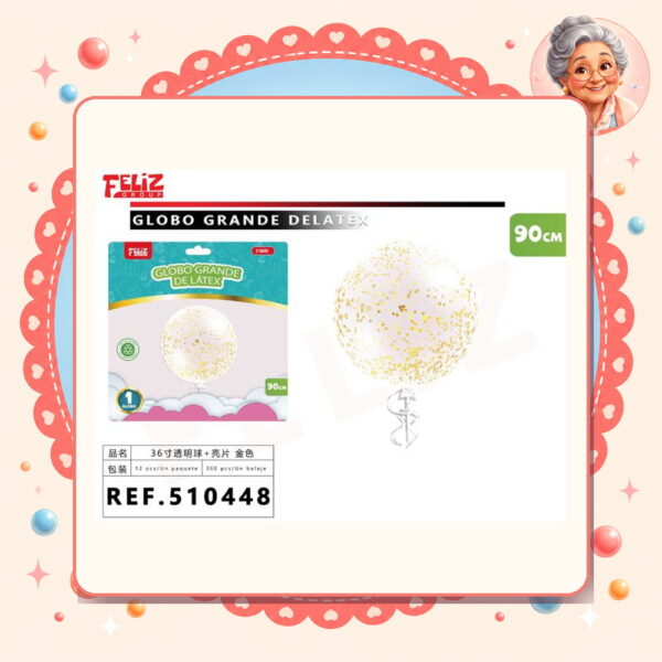 la-icha-04461 Transparente Confeti Dorado Feliz Ref. 510448