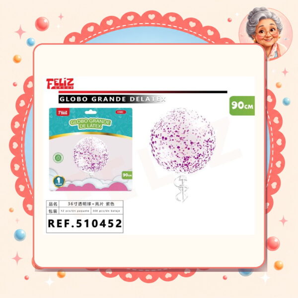 Transparente Confeti Morado Feliz Ref. 510452