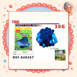 la-icha-04470 Confeti Papel Metal Redondo Azul Feliz Ref. 840267