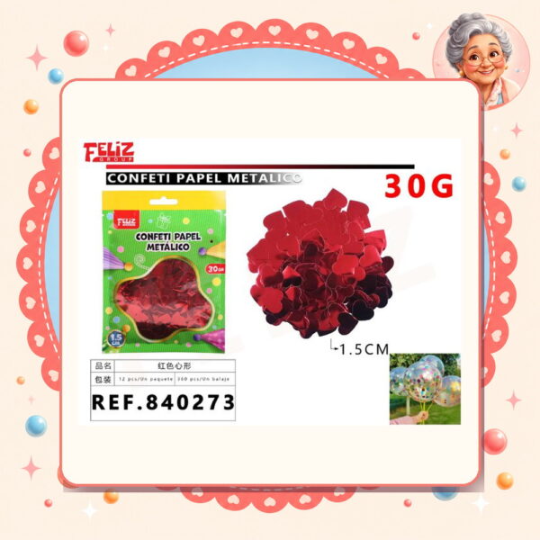 Confeti Papel Metal Corazon Rojo Feliz Ref. 840273