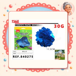la-icha-04476 Confeti Papel Metal Corazon Azul Feliz Ref. 840275