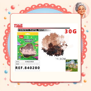 la-icha-04481 Confeti Papel Metal Estrella Rosado Feliz Ref. 840280
