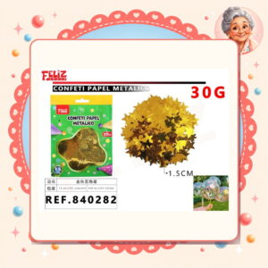 la-icha-04483 Confeti Papel Metal Estrella Dorado Feliz Ref. 840282
