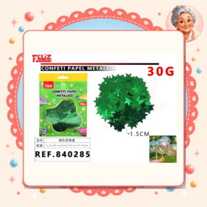 la-icha-04486 Confeti Papel Metal Estrella Verde Feliz Ref. 840285