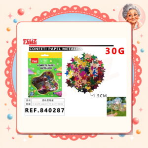 la-icha-04488 Confeti Papel Metal Estrella Multicolor Feliz Ref. 840287