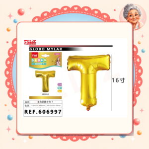 16" Globo Letra T Dorado Feliz Ref. 606997