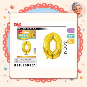 la-icha-04726 Mylar Dorado 0 Feliz Ref. 500101