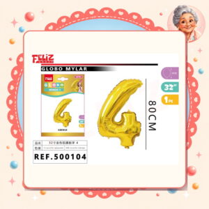 la-icha-04728 Mylar Dorado 4 Feliz Ref. 500105