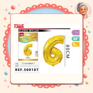 la-icha-04730 Mylar Dorado 6 Feliz Ref. 500107