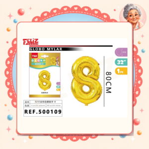 la-icha-04732 Mylar Dorado 8 Feliz Ref. 500109