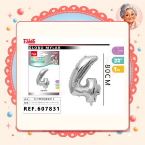 la-icha-04740 Mylar Plateado 4 Feliz Ref. 607831