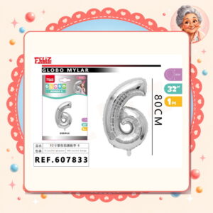 la-icha-04741 Mylar Plateado 6 Feliz Ref. 607833