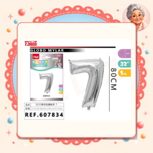 la-icha-04742 Mylar Plateado 7 Feliz Ref. 607834