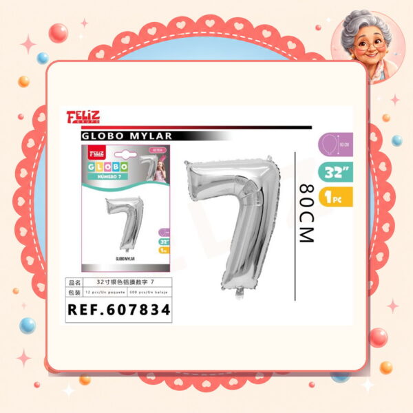 Mylar Plateado 7 Feliz Ref. 607834
