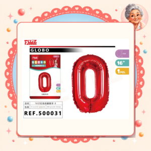 la-icha-04744 Globo Aluminio Rojo 0 Feliz Ref. 500031