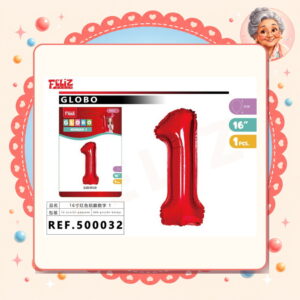 la-icha-04745 Globo Aluminio Rojo 1 Feliz Ref. 500032