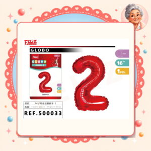 la-icha-04746 Globo Aluminio Rojo 2 Feliz Ref. 500033